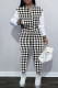 Black White Casual Print Printing Long Sleeve Two Pieces