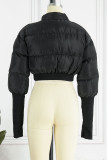 Grey Casual Street Solid Patchwork Cardigan Collar Outerwear