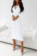 White Sexy Solid Hollowed Out V Neck Pencil Skirt Dresses