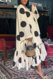 White Sexy Polka Dot Flounce Printing V Neck A Line Dresses