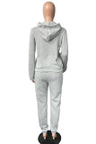 Yellow Casual Print Patchwork Hooded Collar Long Sleeve Two Pieces