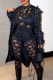Black Sexy Solid See-through Half A Turtleneck Long Sleeve Two Pieces