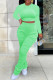 Light Green Casual Sportswear Solid Patchwork Fold O Neck Long Sleeve Two Pieces