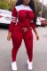 Red Casual Print Patchwork Letter Hooded Collar Long Sleeve Two Pieces