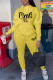 Yellow Casual Print Patchwork Hooded Collar Long Sleeve Two Pieces
