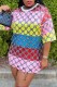 Multi-color Casual Striped Sequins O Neck A Line Dresses