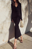 Black Sexy Solid Patchwork Asymmetrical Collar One Step Skirt Dresses