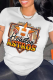 White Casual Daily Print Patchwork Letter O Neck T-Shirts