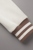 Brown Casual Print Patchwork Buckle Long Sleeve Two Pieces