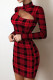 Red Sexy Solid Sequins Patchwork Hot Drill Turtleneck Pencil Skirt Dresses