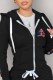 Black Casual Print Patchwork Hooded Collar Tops