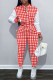 Red Casual Print Printing Long Sleeve Two Pieces