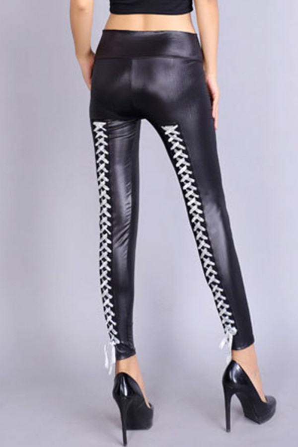 White Street Solid Bandage Patchwork High Waist Pencil Solid Color Bottoms