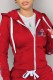 Red Casual Print Patchwork Hooded Collar Tops