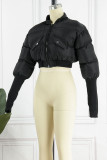 Grey Casual Street Solid Patchwork Cardigan Collar Outerwear