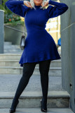 Red Casual Solid Patchwork O Neck A Line Dresses