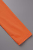 Orange Sexy Solid Patchwork Asymmetrical Turtleneck Long Sleeve Dresses