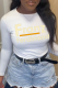 White Casual Daily Print Letter O Neck Tops
