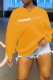 Yellow Street Party Print Letter O Neck Tops