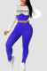 Blue Casual Print Patchwork O Neck Long Sleeve Two Pieces