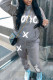 Grey Casual Print Patchwork Hooded Collar Long Sleeve Two Pieces