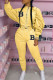 Yellow Casual Street Print Bandage Patchwork O Neck Long Sleeve Two Pieces