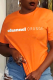 Orange Street Vintage Print Letter O Neck T-Shirts