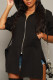 Black Casual Solid Patchwork Slit Asymmetrical Zipper Outerwear