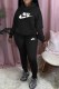 Black Casual Print Letter Hooded Collar Long Sleeve Two Pieces