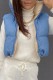 Blue Casual Solid Patchwork Mandarin Collar Outerwear