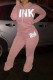 Pink Casual Print Letter Hooded Collar Long Sleeve Two Pieces