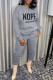 Grey Casual Street Print Patchwork O Neck Long Sleeve Two Pieces