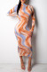 Multicolor Sexy Print Patchwork Half A Turtleneck Pencil Skirt Dresses