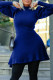 Deep Blue Casual Solid Patchwork O Neck A Line Dresses
