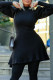 Black Casual Solid Patchwork O Neck A Line Dresses