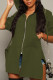 Olive Green Casual Solid Patchwork Slit Asymmetrical Zipper Outerwear