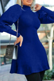 Red Casual Solid Patchwork O Neck A Line Dresses