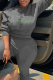 Grey Street Print Patchwork Letter O Neck Tops