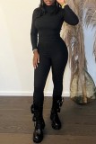 White Casual Solid Basic O Neck Long Sleeve Two Pieces