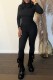 Black Casual Solid Basic O Neck Long Sleeve Two Pieces