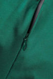 Green Elegant Solid Patchwork Off the Shoulder A Line Dresses