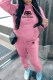 Pink Casual Print Letter Hooded Collar Long Sleeve Two Pieces