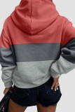 Black Casual Patchwork Contrast Hooded Collar Tops