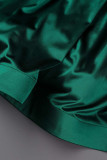 Green Elegant Solid Patchwork Off the Shoulder A Line Dresses