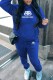Royal Blue Casual Print Letter Hooded Collar Long Sleeve Two Pieces