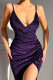 Purple Sexy Solid Patchwork Slit Asymmetrical Spaghetti Strap Sling Dress Dresses