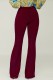 Burgundy Casual Solid Basic Regular High Waist Conventional Solid Color Trousers