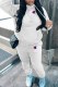 White Street Print Patchwork Hooded Collar Long Sleeve Two Pieces