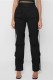 Black Casual Solid Patchwork Regular High Waist Trousers