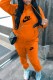 Tangerine Red Casual Print Letter Hooded Collar Long Sleeve Two Pieces